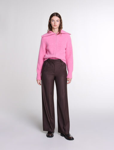 Wide-leg suit trousers : Trousers & Jeans color brown