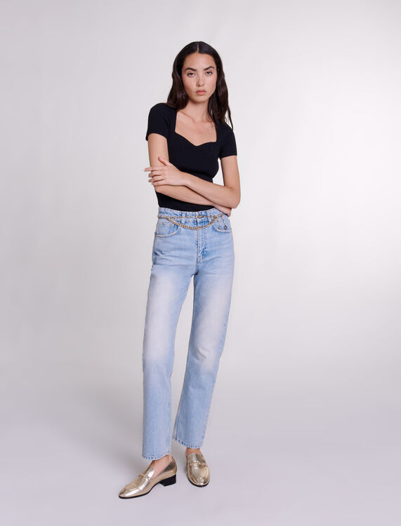 Straight jeans with jewellery belt - Pants & Jeans - MAJE