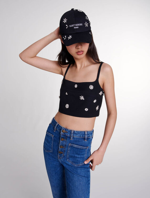 Diamanté crop top -  - MAJE